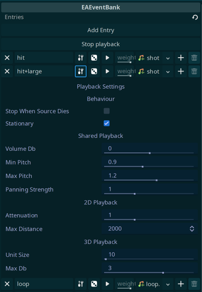 Editing additional bank audio options.